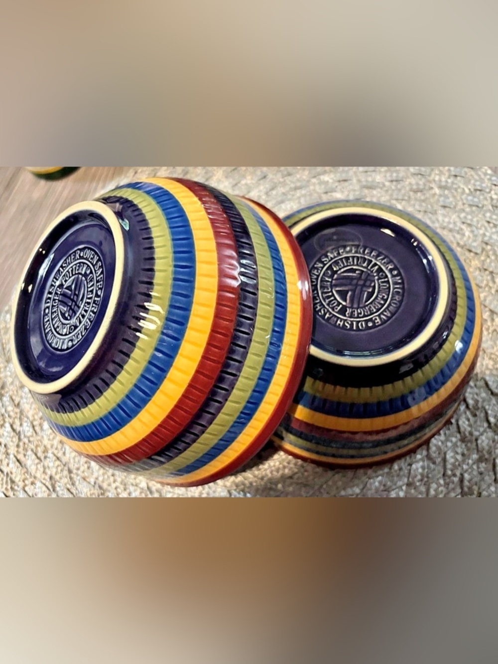 Longaberger Cabana Stripes Soup/Cereal Bowl Bowls Blue & Yellow